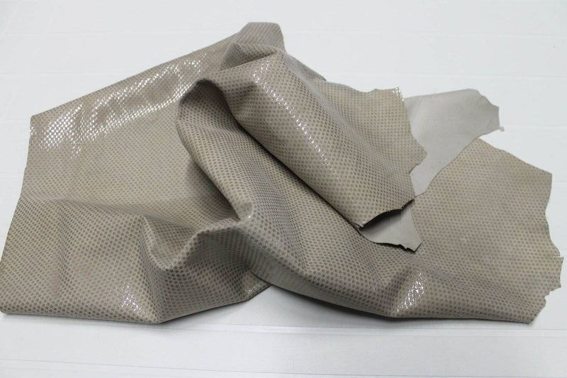 Italian lambskin leather 12 skins hides SHINY STARS print on BEIGE 80-90sqf