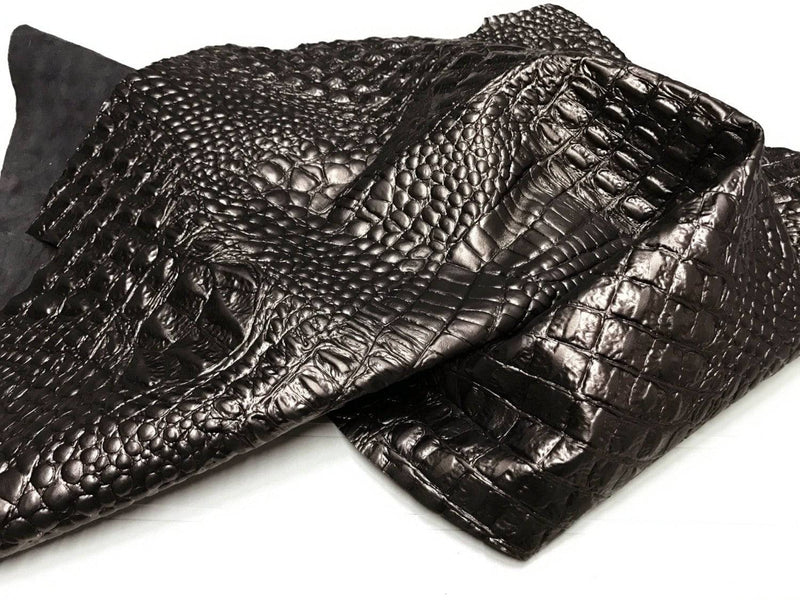 Italian Lambskin leather 12 skins hides METALLIC BRONZE CROCODILE Alligator embossed 75-80sqf