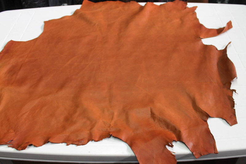 Italian Goatskin leather 12 skins hides  vintage vegetable tanned BRANDY COGNAC TAN  80-90sqf