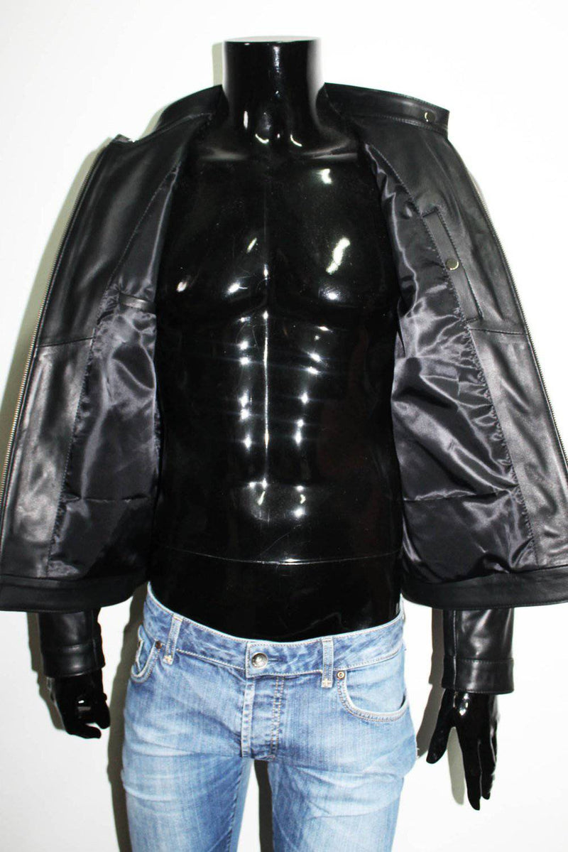 Italian handmade Fantastic slim fit Men soft genuine lambskin leather jacket color Black
