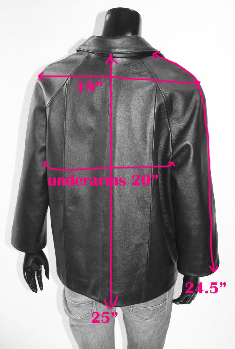Italian handmade Women genuine lambskin leather jacket color Black size M