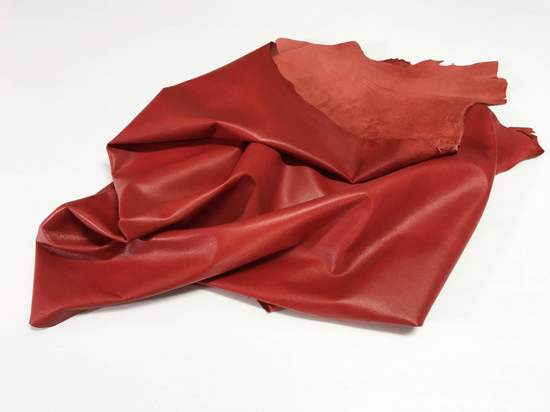 RED Italian soft  lambskin lamb sheep leather skins hides material for sewing jackets crafts