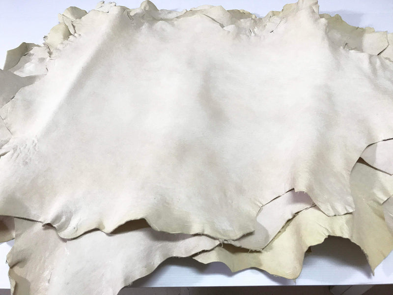 VEGETABLE TANNED 12 skins hides  washed natural vanilla creamy creamer nude Italian goatskin goat thick leather 80-90sqf