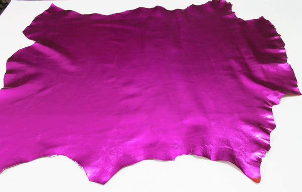 METALLIC HOT PINK  Italian lambskin Lamb Sheep leather 12 skins hides fuschia fuchsia 80-90sqf