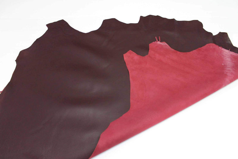 Italian soft lambskin leather 12 skins hides BURGUNDY 80-90sqf