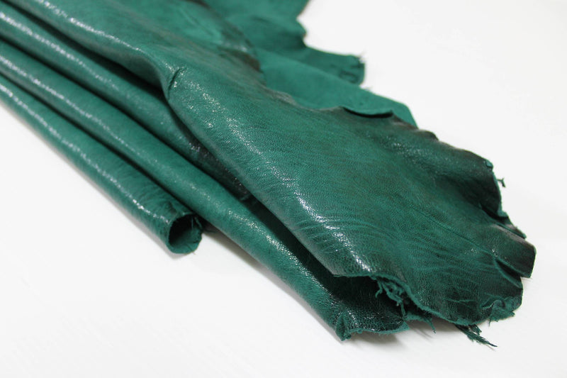 Italian lambskin leather 24 skins hides WASHED ANTIQUED GREEN 160-180sqf