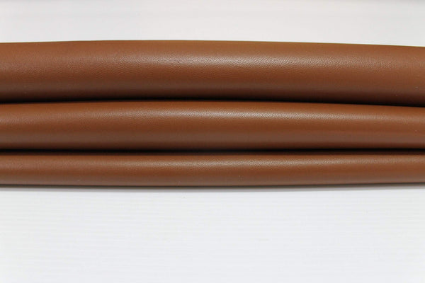 MEDIUM BROWN smooth Italian genuine Lambskin Lamb Sheep leather skins hides 0.5mm to 1.2mm