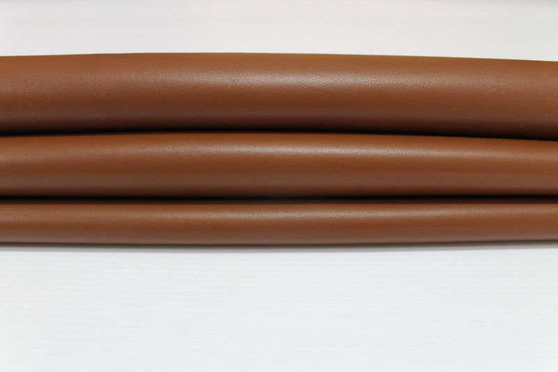 MEDIUM BROWN smooth Italian genuine Lambskin Lamb Sheep leather skins hides 0.5mm to 1.2mm