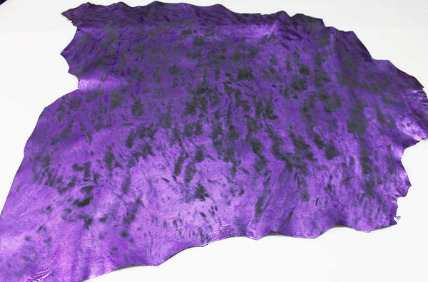 Italian lambskin leather 12 skins hides METALLIC PURPLE Distressed Antiqued 80-90sqf