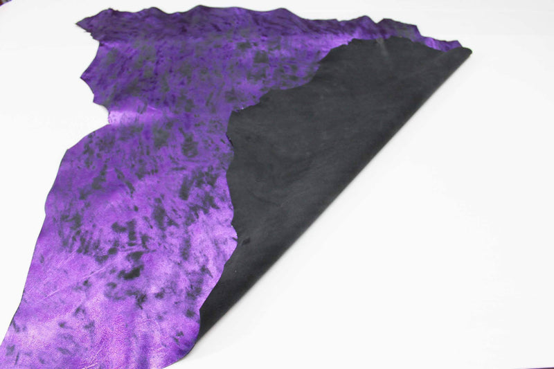 Italian lambskin leather 12 skins hides METALLIC PURPLE Distressed Antiqued 80-90sqf