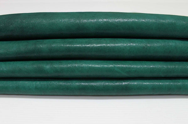 Italian lambskin leather 24 skins hides WASHED ANTIQUED GREEN 160-180sqf
