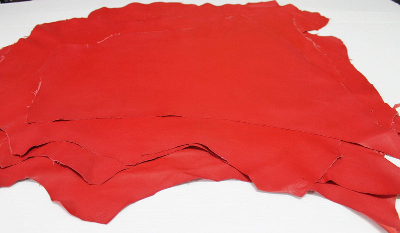 CHILLY RED Italian genuine Lambskin Lamb Sheep leather skins hides 0.5mm to 1.2mm