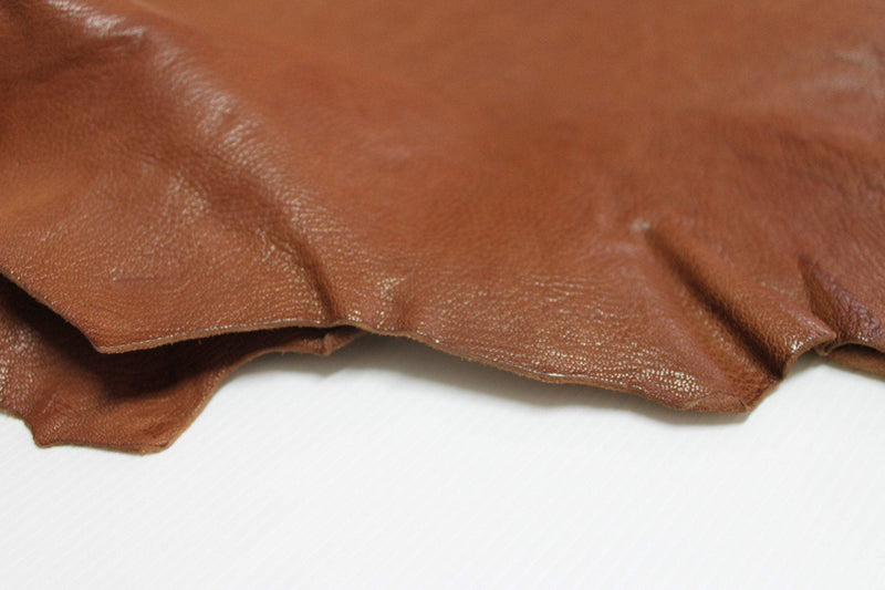 COGNAC BROWN ROUGH vegetable tan Italian genuine Goatskin Goat leather skins hides 0.5mm to 1.2mm