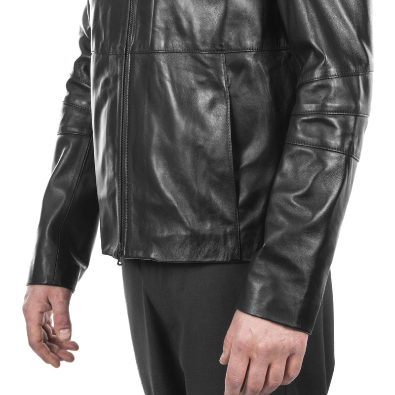 Italian handmade  slim fit Men soft genuine lambskin short leather jacket color BLACK S to 2XL