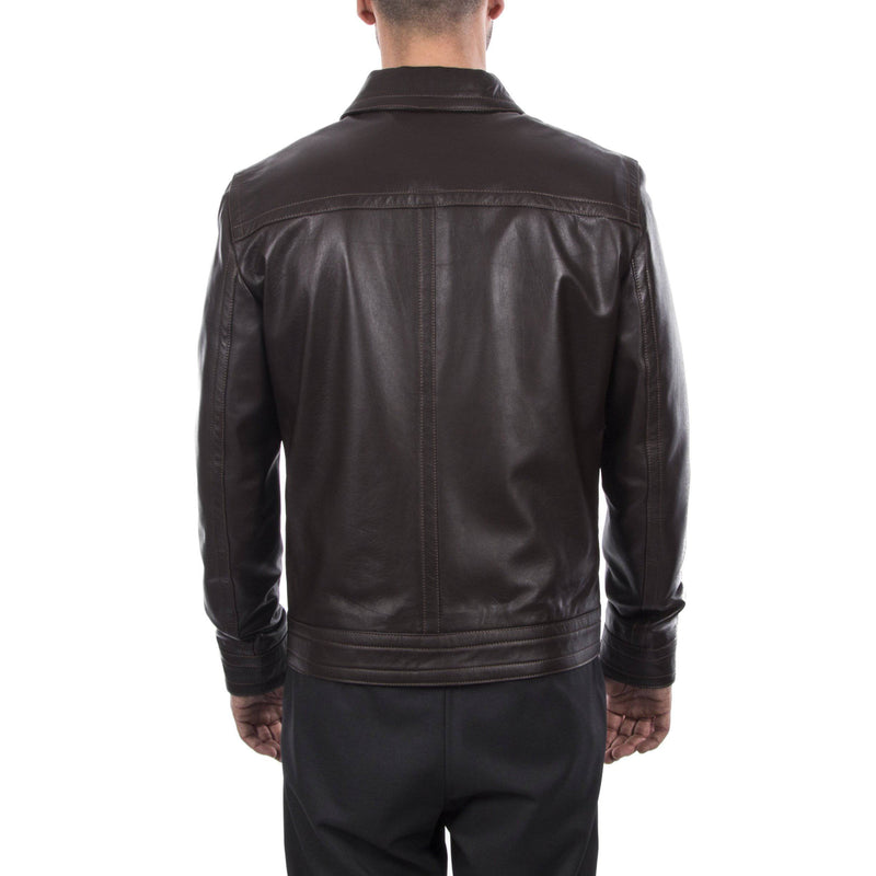 Italian handmade Men genuine lambskin leather jacket casual fit Dark Brown S to 3XL