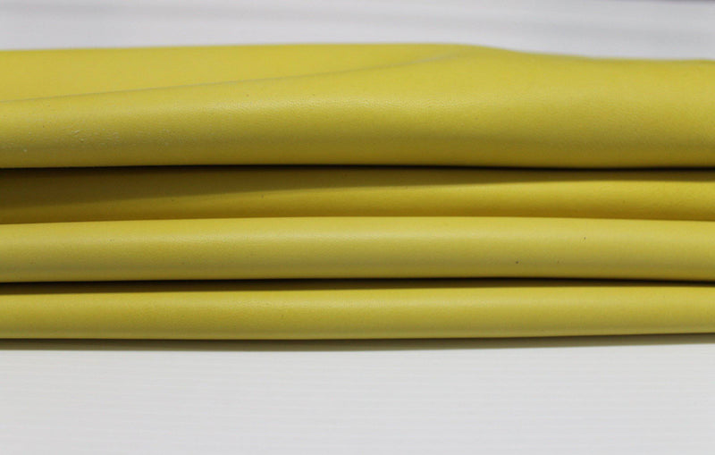 YELLOW Italian genuine Lambskin Lamb Sheep leather skins hides