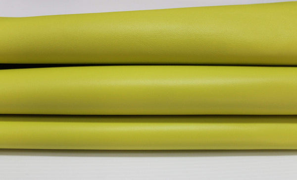 LIME YELLOW Italian genuine Lambskin Lamb Sheep leather skins hides 0.5mm to 1.2mm