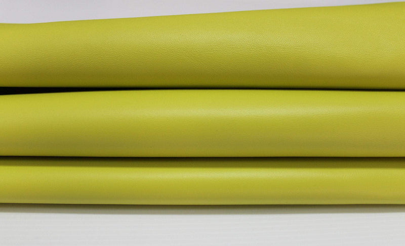 LIME YELLOW Italian genuine Lambskin Lamb Sheep leather skins hides 0.5mm to 1.2mm