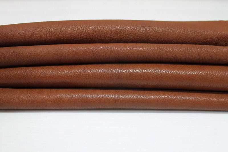 COGNAC BROWN ROUGH vegetable tan Italian genuine Goatskin Goat leather skins hides 0.5mm to 1.2mm