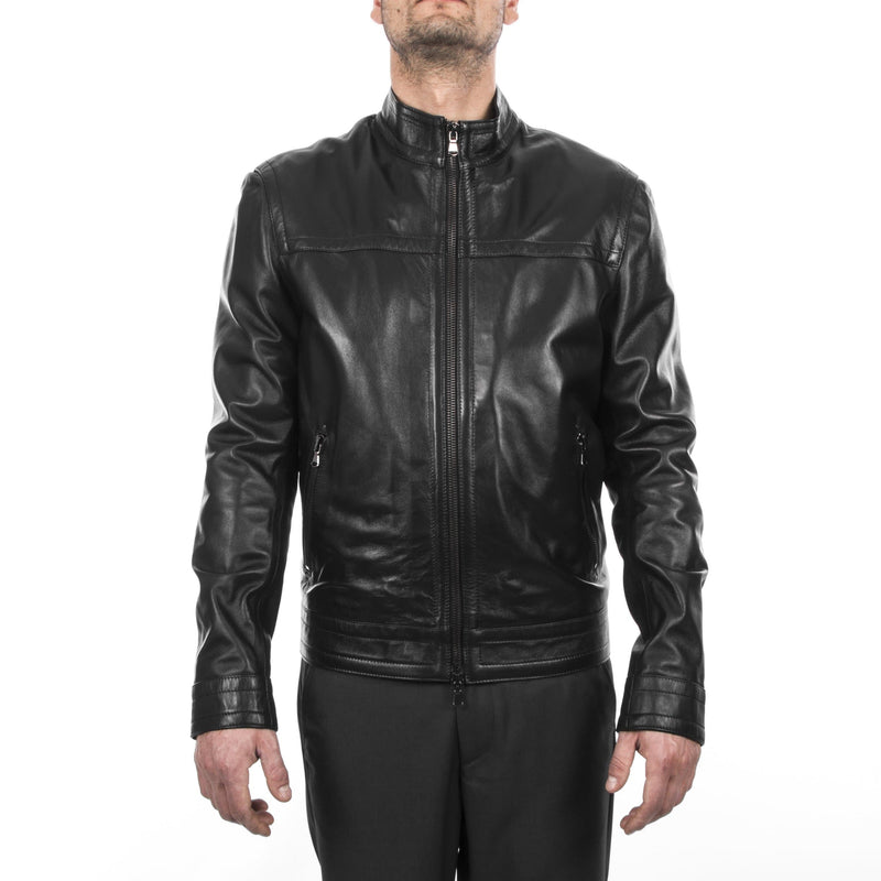 Italian handmade Men genuine lambskin leather jacket casual fit Black S to 3XL