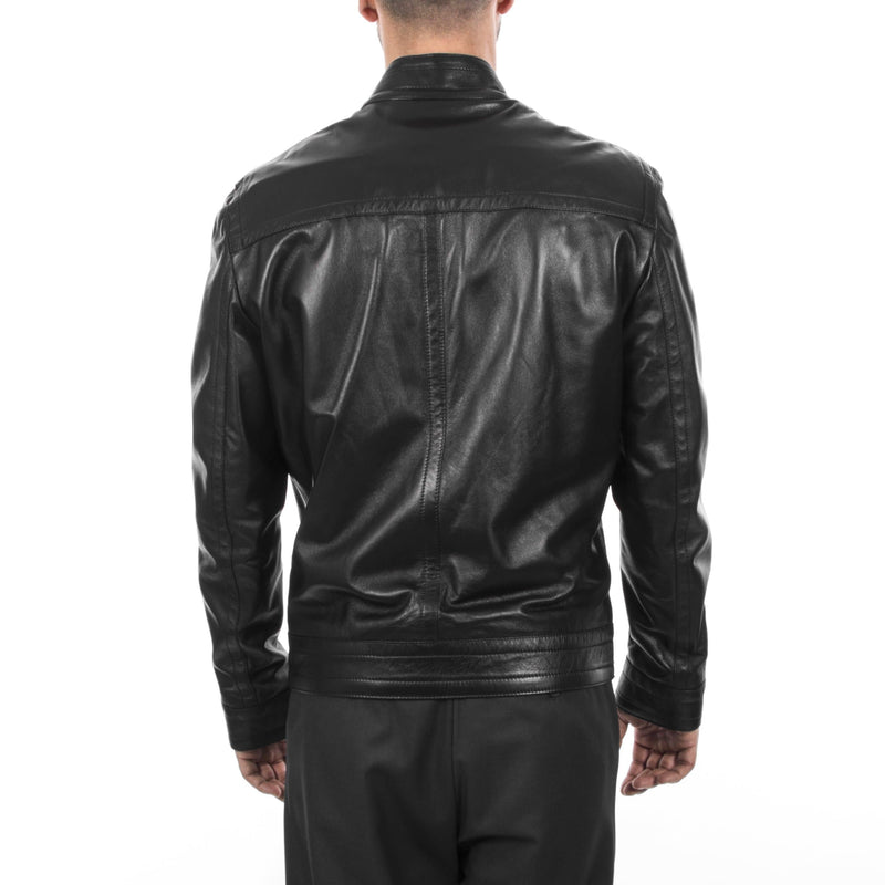 Italian handmade Men genuine lambskin leather jacket casual fit Black S to 3XL