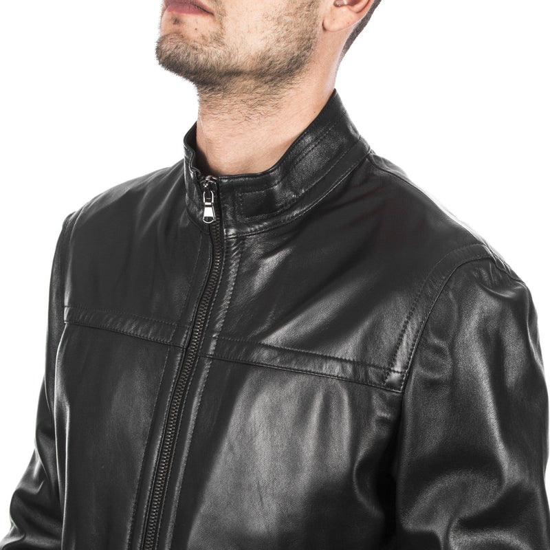 Italian handmade Men genuine lambskin leather jacket casual fit Black S to 3XL