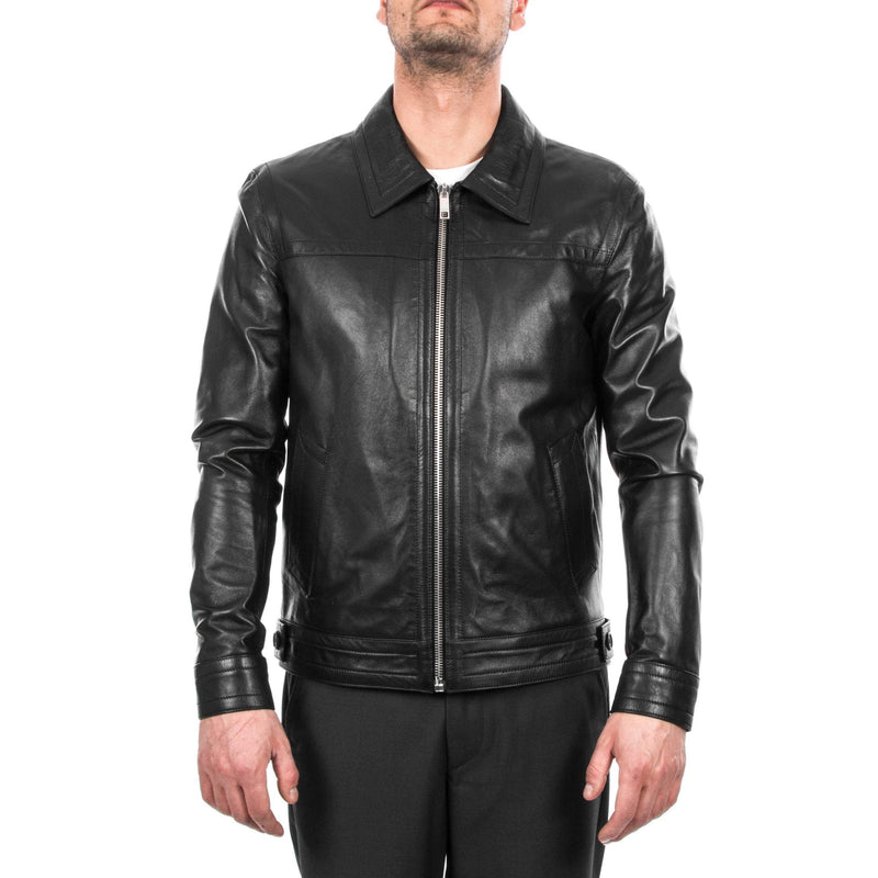 Italian handmade Men genuine lambskin leather jacket casual fit Black S to 3XL