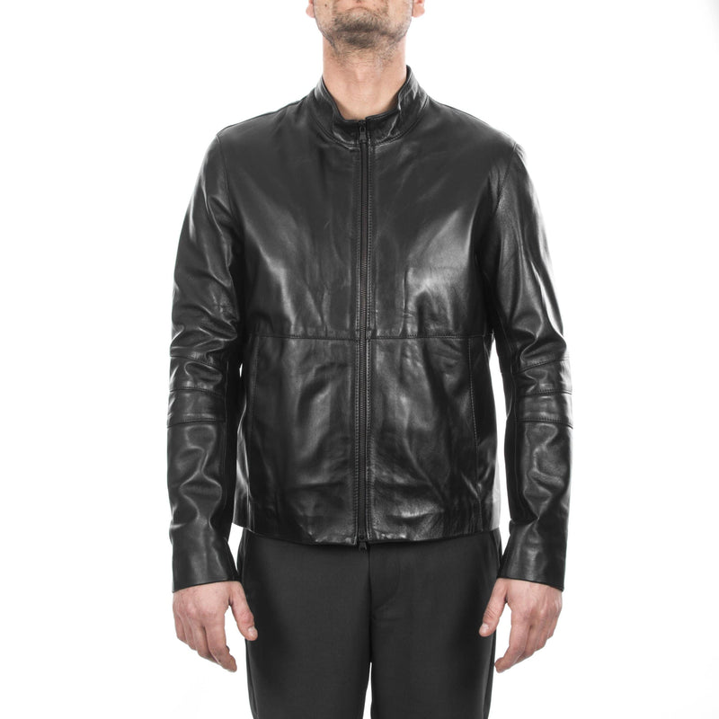 Italian handmade  slim fit Men soft genuine lambskin short leather jacket color BLACK S to 2XL