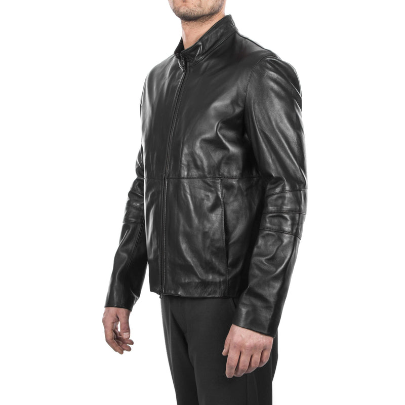 Italian handmade  slim fit Men soft genuine lambskin short leather jacket color BLACK S to 2XL