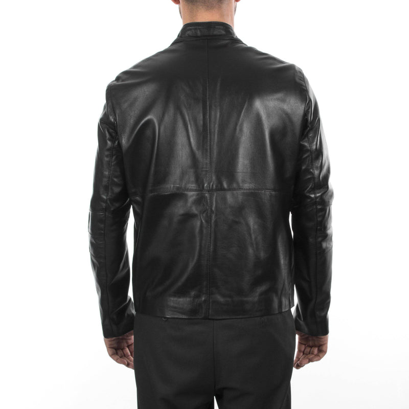 Italian handmade  slim fit Men soft genuine lambskin short leather jacket color BLACK S to 2XL