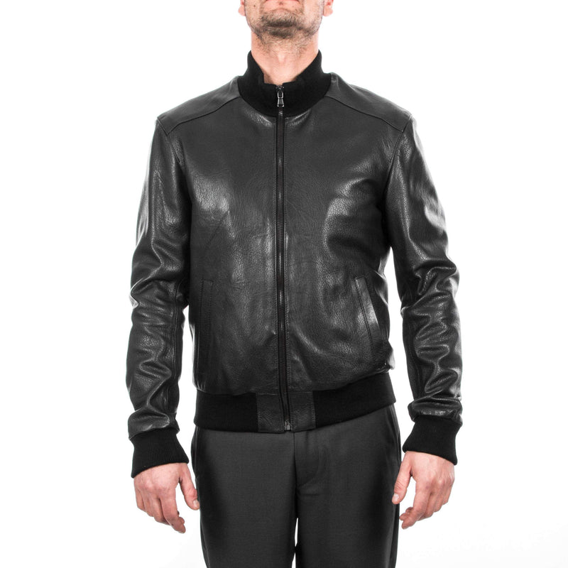 Italian handmade Men soft genuine Goatskin Bomber leather jacket color Black S to XL