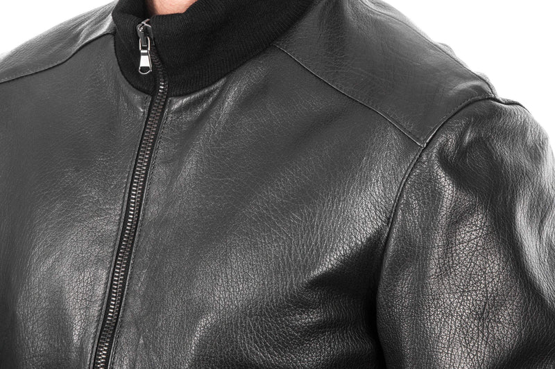Italian handmade Men soft genuine Goatskin Bomber leather jacket color Black S to XL