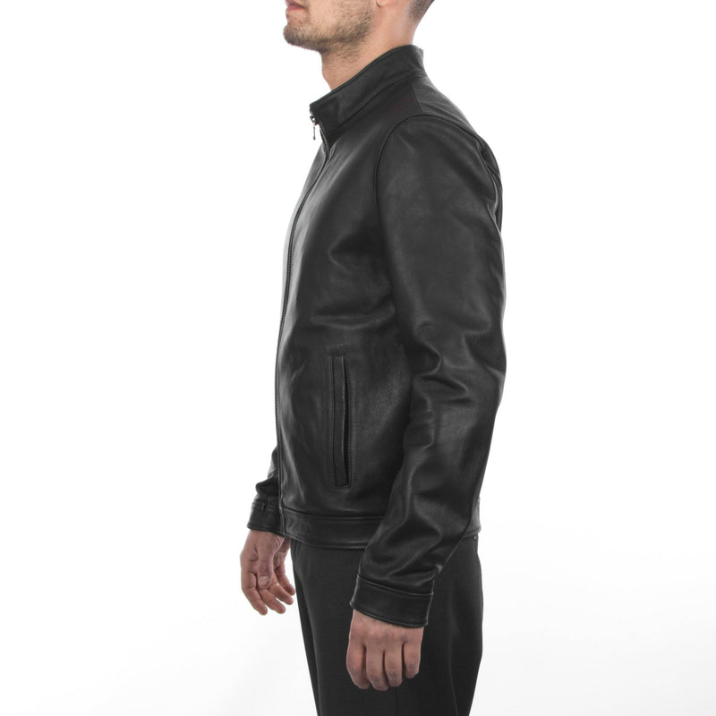 Italian handmade Fantastic slim fit Men soft genuine lambskin leather jacket color BLACK XS to 2XL