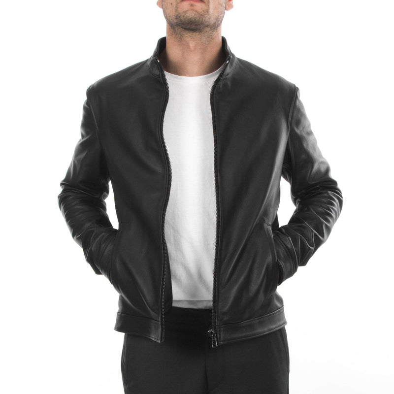 Italian handmade Fantastic slim fit Men soft genuine lambskin leather jacket color BLACK XS to 2XL