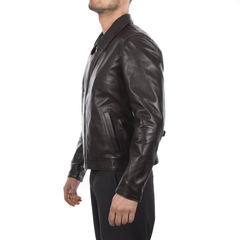 Italian handmade Men soft lambskin genuine leather jacket color Dark brown S to XL