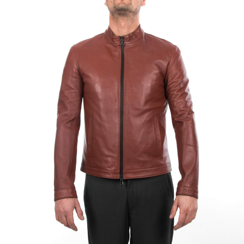 Italian handmade Fantastic slim fit Men soft genuine lambskin leather jacket color  BROWN S to 2XL