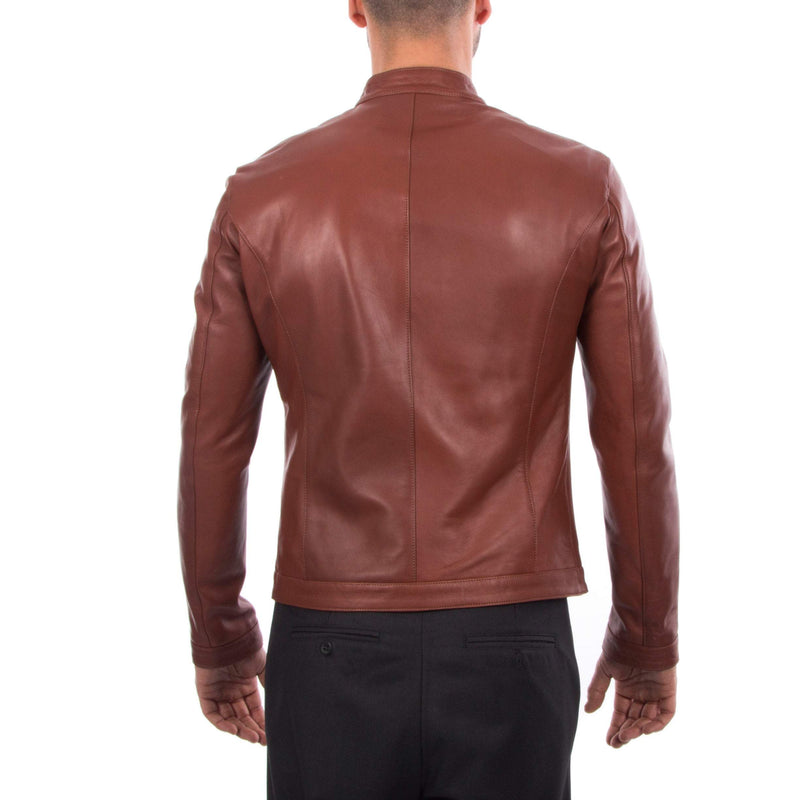 Italian handmade Fantastic slim fit Men soft genuine lambskin leather jacket color  BROWN S to 2XL