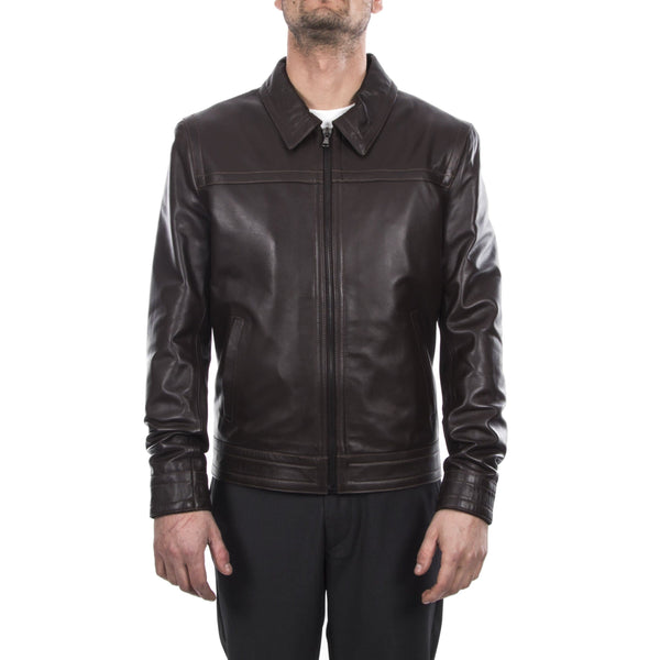Italian handmade Men genuine lambskin leather jacket casual fit Dark Brown S to 3XL