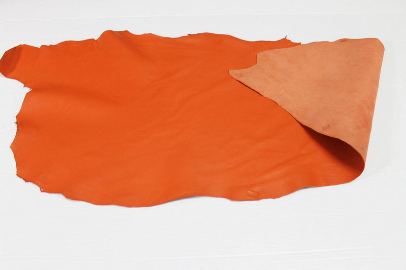 ORANGE Italian genuine Lambskin Lamb Sheep leather skins hides 0.5mm to 1.2mm