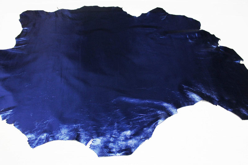 Italian lambskin lamb sheep leather 12 skins hides METALLIC BLUE 80-90sqf