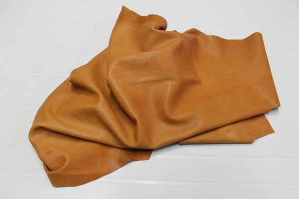 Italian soft lambskin leather 12 skins hides SADDLE TAN vegetable tanned 80-90sqf
