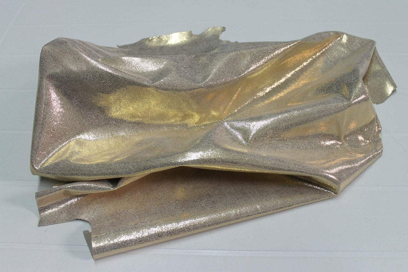 METALLIC GOLD LAMé  Italian Lambskin leather 12 skins hides total 75-80sqf