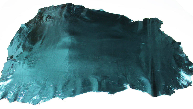 METALLIC TEAL petrol blue Italian genuine Lambskin Lamb Sheep leather skins hides