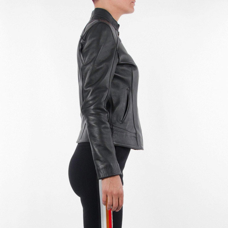 Italian handmade Women soft genuine lambskin leather jacket slim fit color Black brass zipper