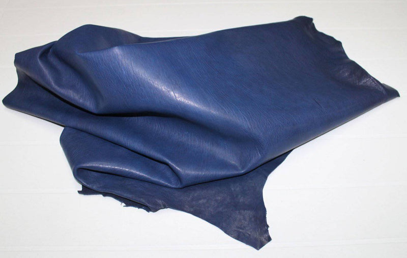 Italian Goatskin leather skins hides WASHED BLUE vegetable tanned 100sqf