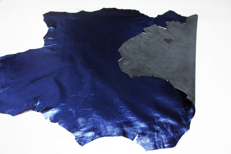 Italian lambskin lamb sheep leather 12 skins hides METALLIC BLUE 80-90sqf