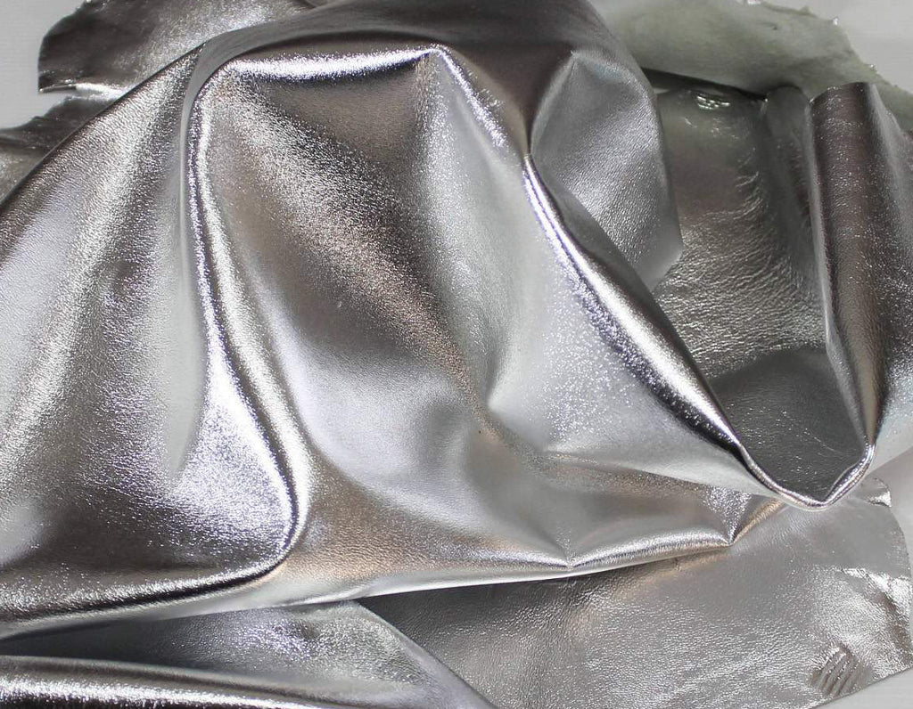 METALLIC SILVER Italian lambskin leather skins | ITALIANSKINS