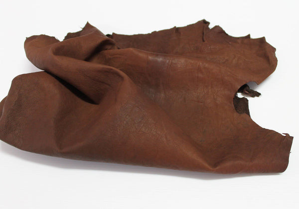 Italian lambskin leather 12 skins hides WASHED BROWN ANTIQUED vegetable tanned 80-90sqf