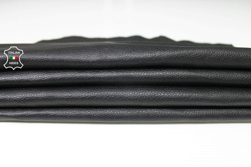 JET BLACK PEBBLE Grainy grain textured Italian genuine Lambskin Lamb Sheep Leather skins hides 0.5mm to 1.2mm