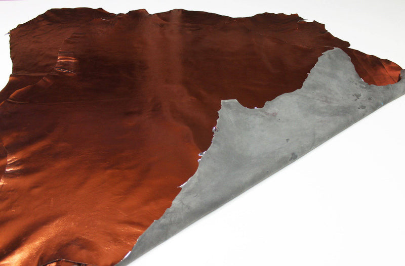 Italian genuine lambskin leather material for sewing 12 skins hides METALLIC RUST COPPER 80-90sqf